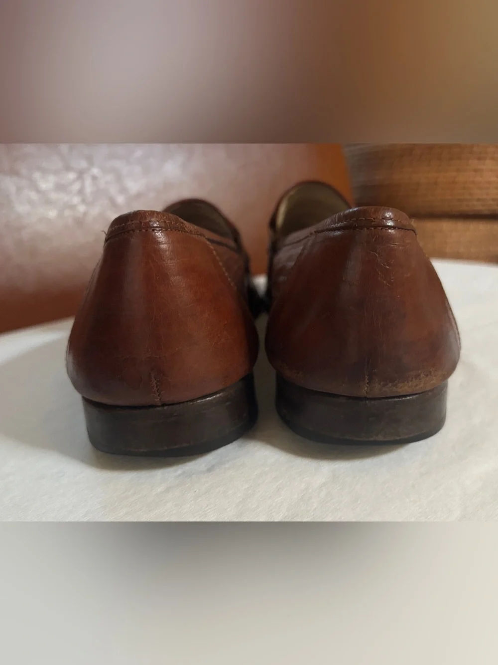 Vintage Florsheim Barletta Mens 9 3E Brown Leather Woven Tassel Loafers Italy